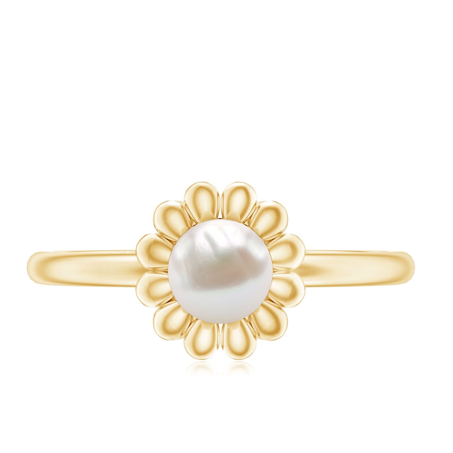 2 Carat Solitaire Freshwater Cultured Pearl Flower Ring