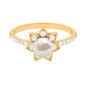 Freshwater Pearl Solitaire Floral Engagement Ring with Diamond