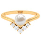 Cultured 2.2 Carat Freshwater Pearl Chevron Engagement Ring with Diamond