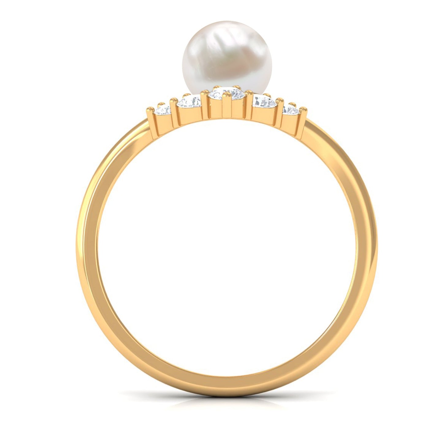 Cultured 2.2 Carat Freshwater Pearl Chevron Engagement Ring with Diamond