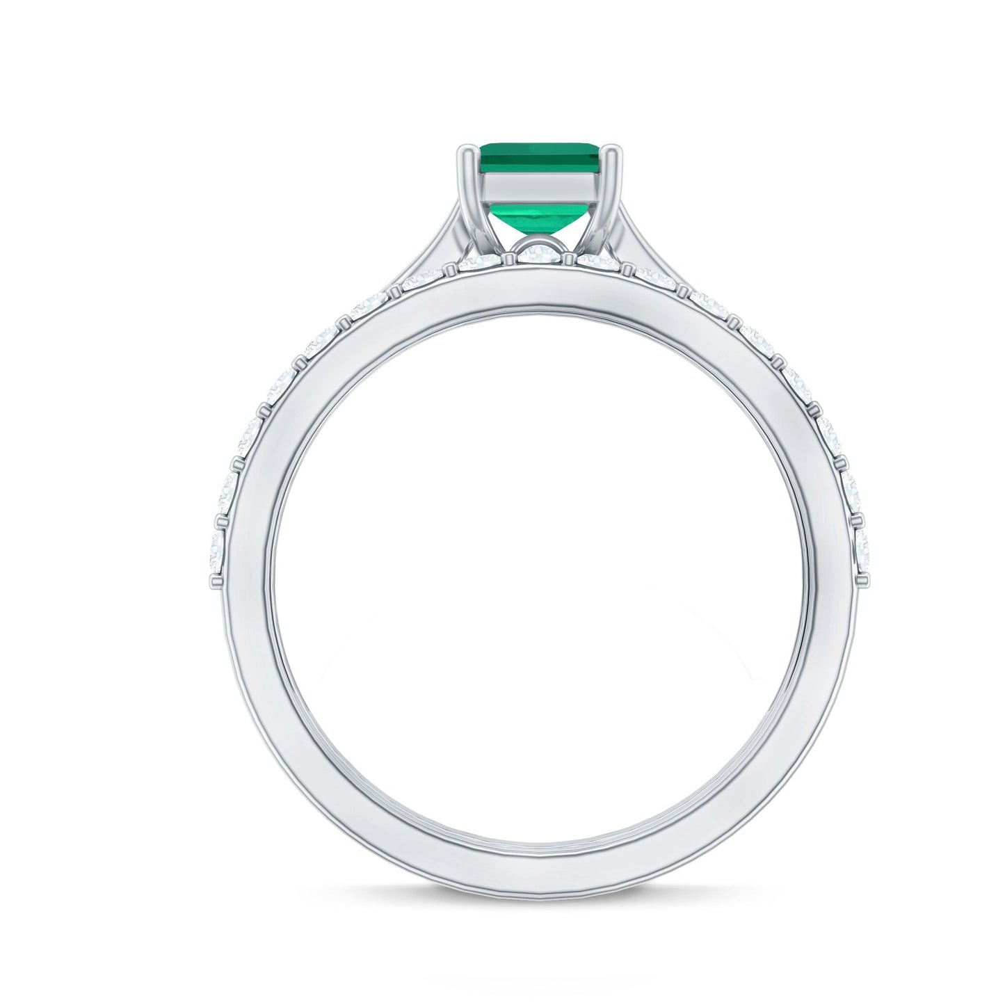 Certified 1.6 Carat Lab Grown Emerald Engagement Ring with Ring Guard