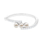 Natural Freshwater Pearl 3 Stone Engagement Ring with Diamond