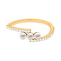 Natural Freshwater Pearl 3 Stone Engagement Ring with Diamond