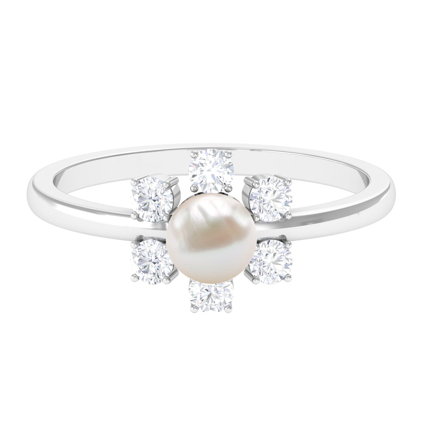 Cultured 2 Carat Freshwater Engagement Ring with Diamond