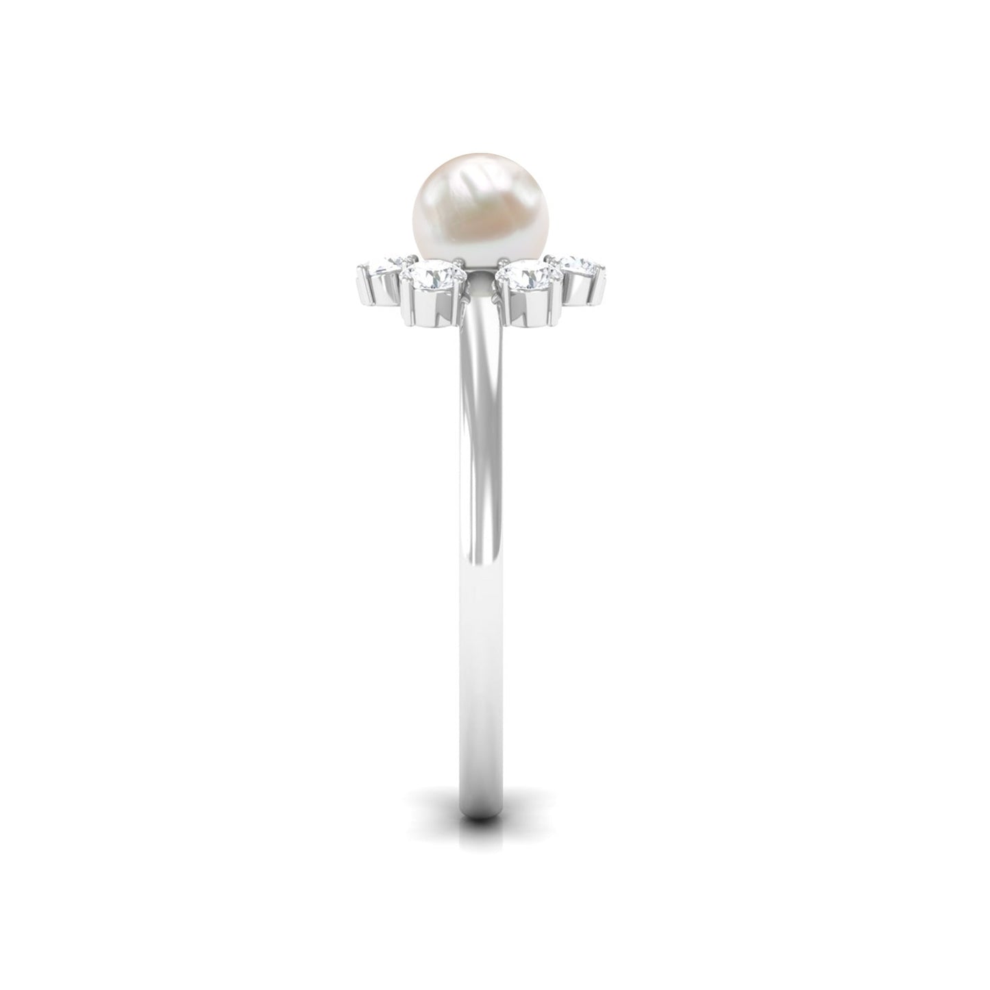 Cultured 2 Carat Freshwater Engagement Ring with Diamond