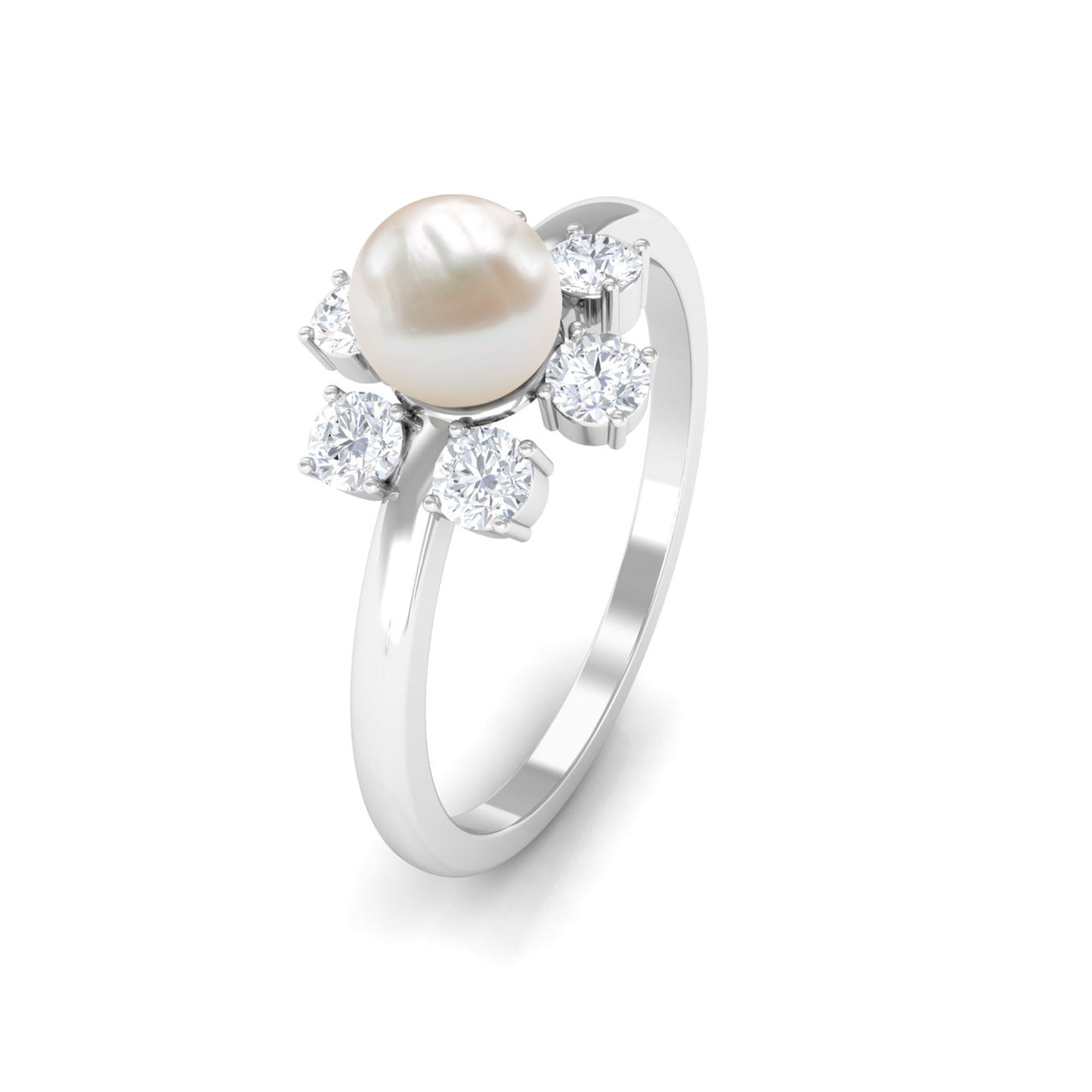 Cultured 2 Carat Freshwater Engagement Ring with Diamond