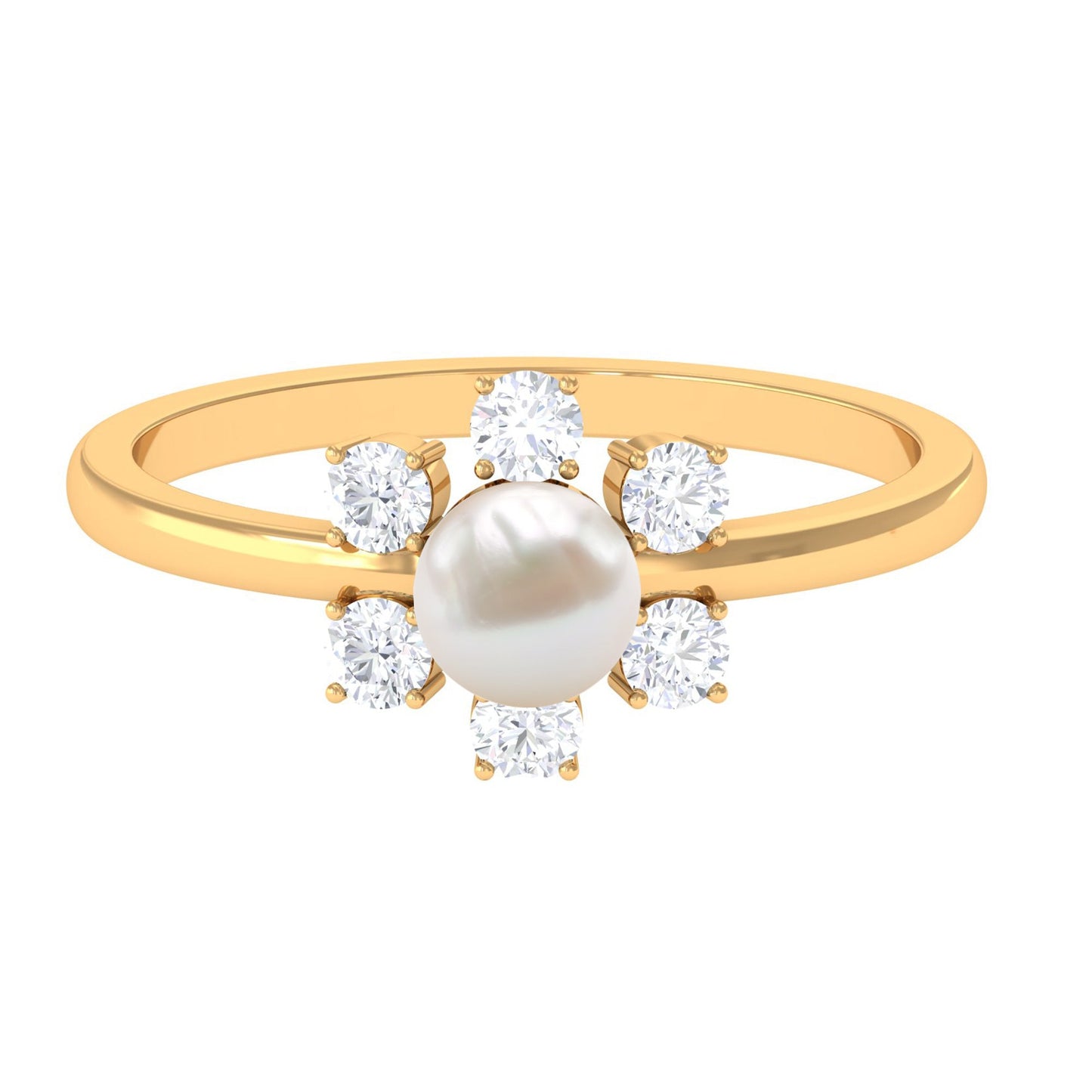 Cultured 2 Carat Freshwater Engagement Ring with Diamond
