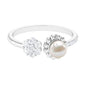 Natural 2 Carat Freshwater Pearl Diamond Flower Cuff Ring