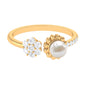 Natural 2 Carat Freshwater Pearl Diamond Flower Cuff Ring