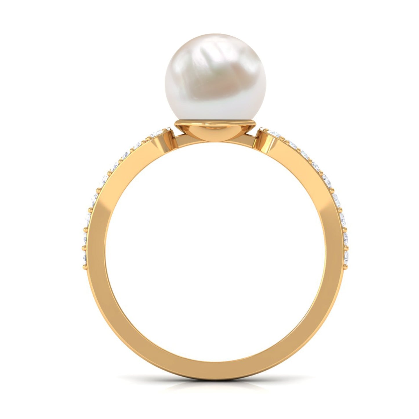 Cultured 7.4 Carat Freshwater Pearl Solitaire Engagement Ring with Diamond