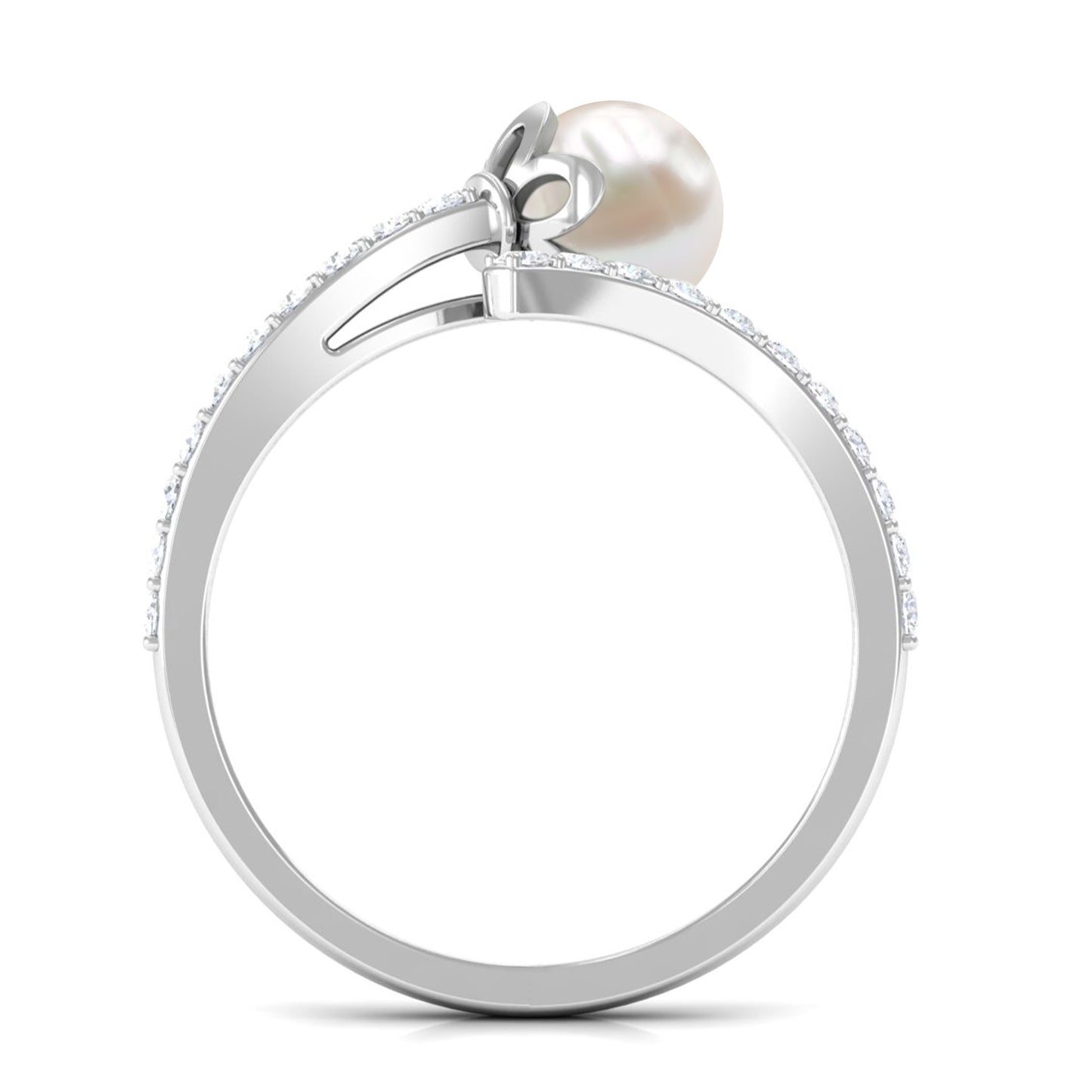 Natural 2.2 Carat Freshwater Pearl Wrap Engagement Ring with Diamond