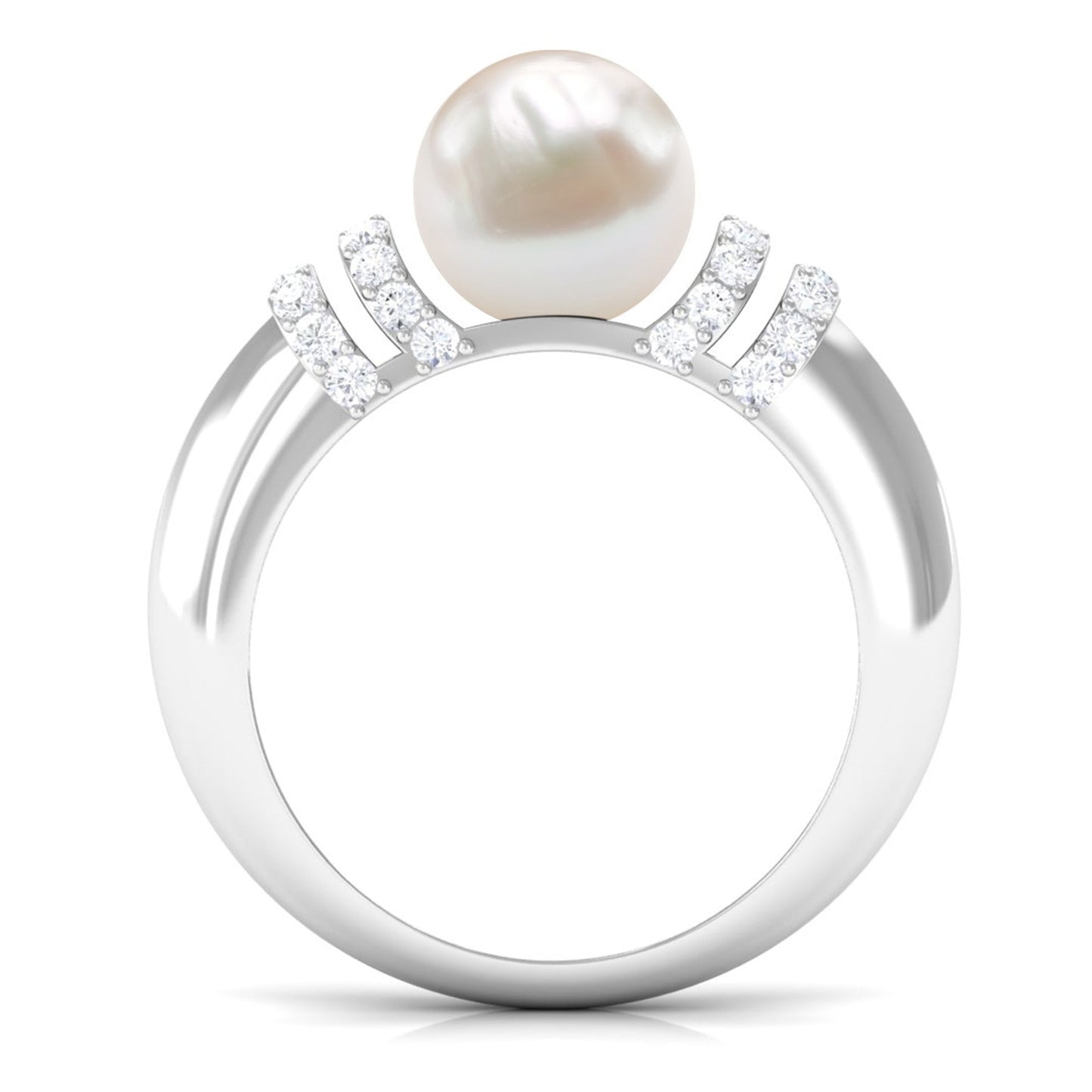 7.48 Carat Freshwater Pearl Solitaire Engagement Ring with Diamond