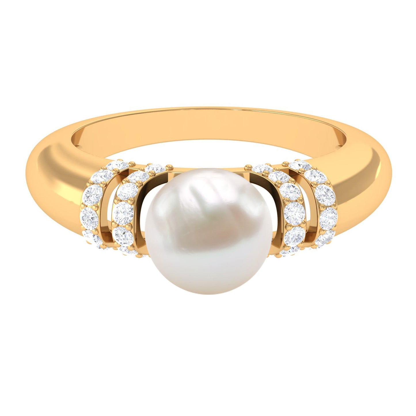 7.48 Carat Freshwater Pearl Solitaire Engagement Ring with Diamond