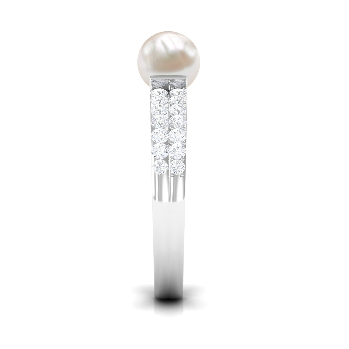 2.2 Carat Freshwater Pearl Engagement Ring with Diamond