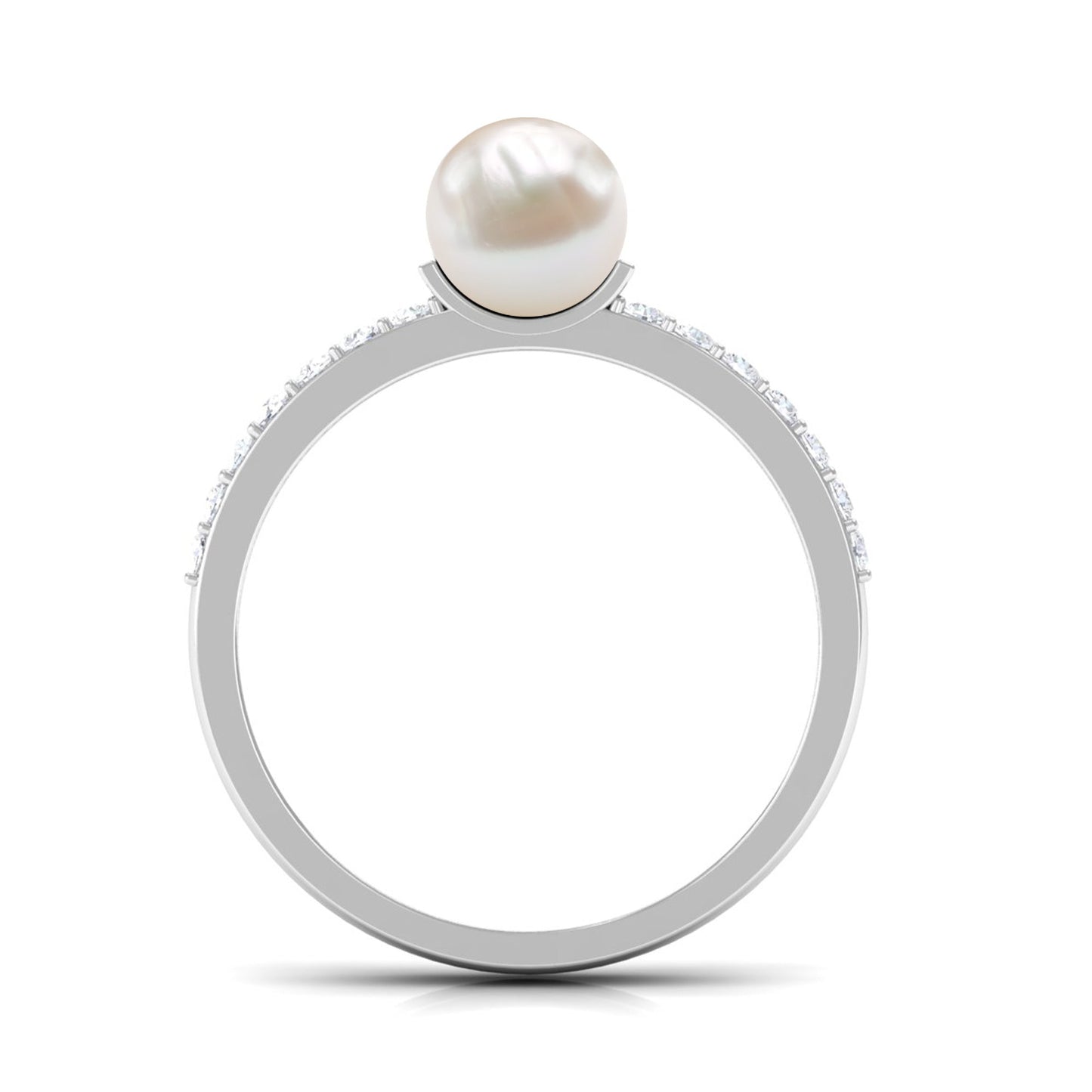 2.2 Carat Freshwater Pearl Engagement Ring with Diamond