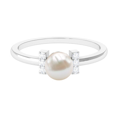 Cultured 2.2 Carat Freshwater Pearl Solitaire Engagement Ring with Diamond