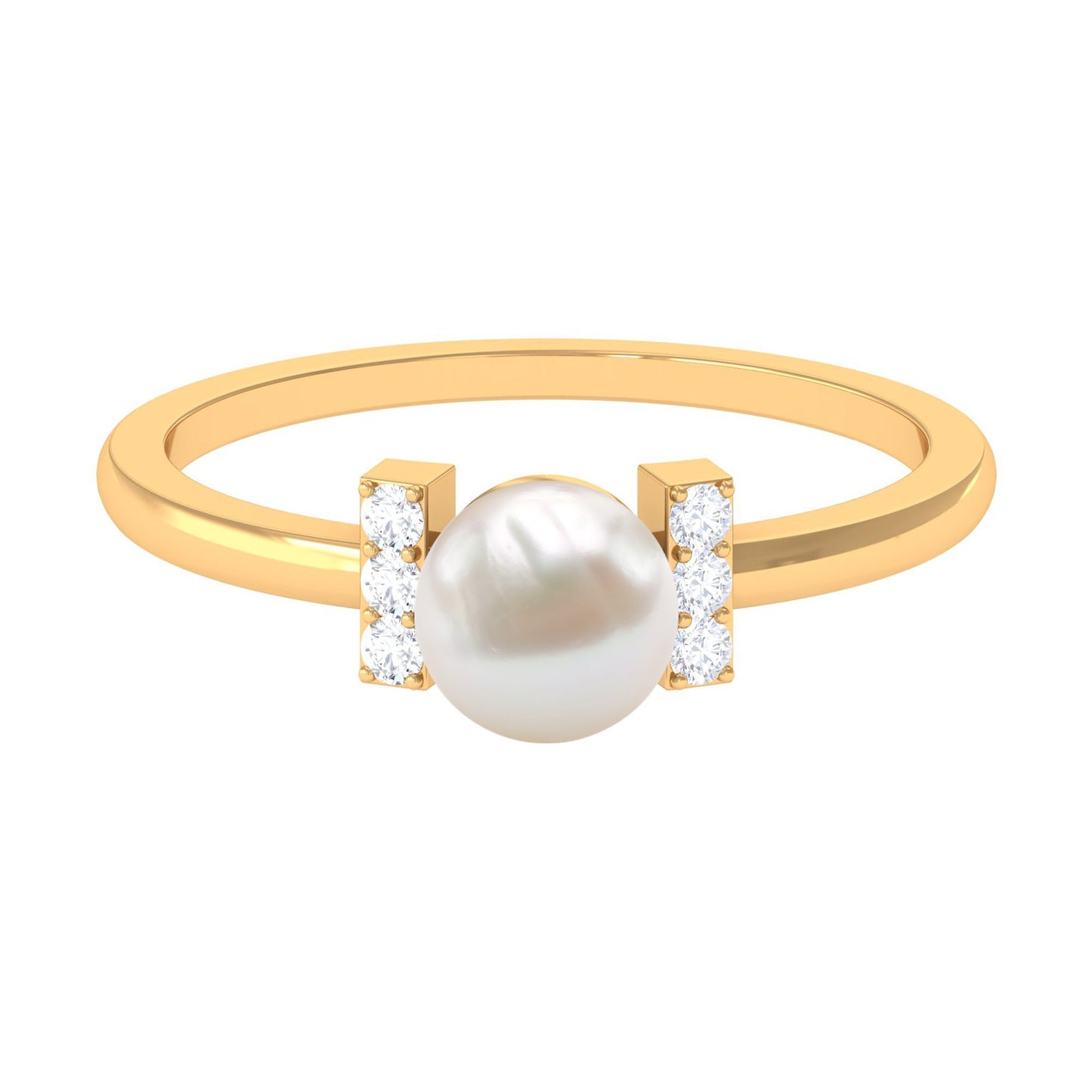 Cultured 2.2 Carat Freshwater Pearl Solitaire Engagement Ring with Diamond