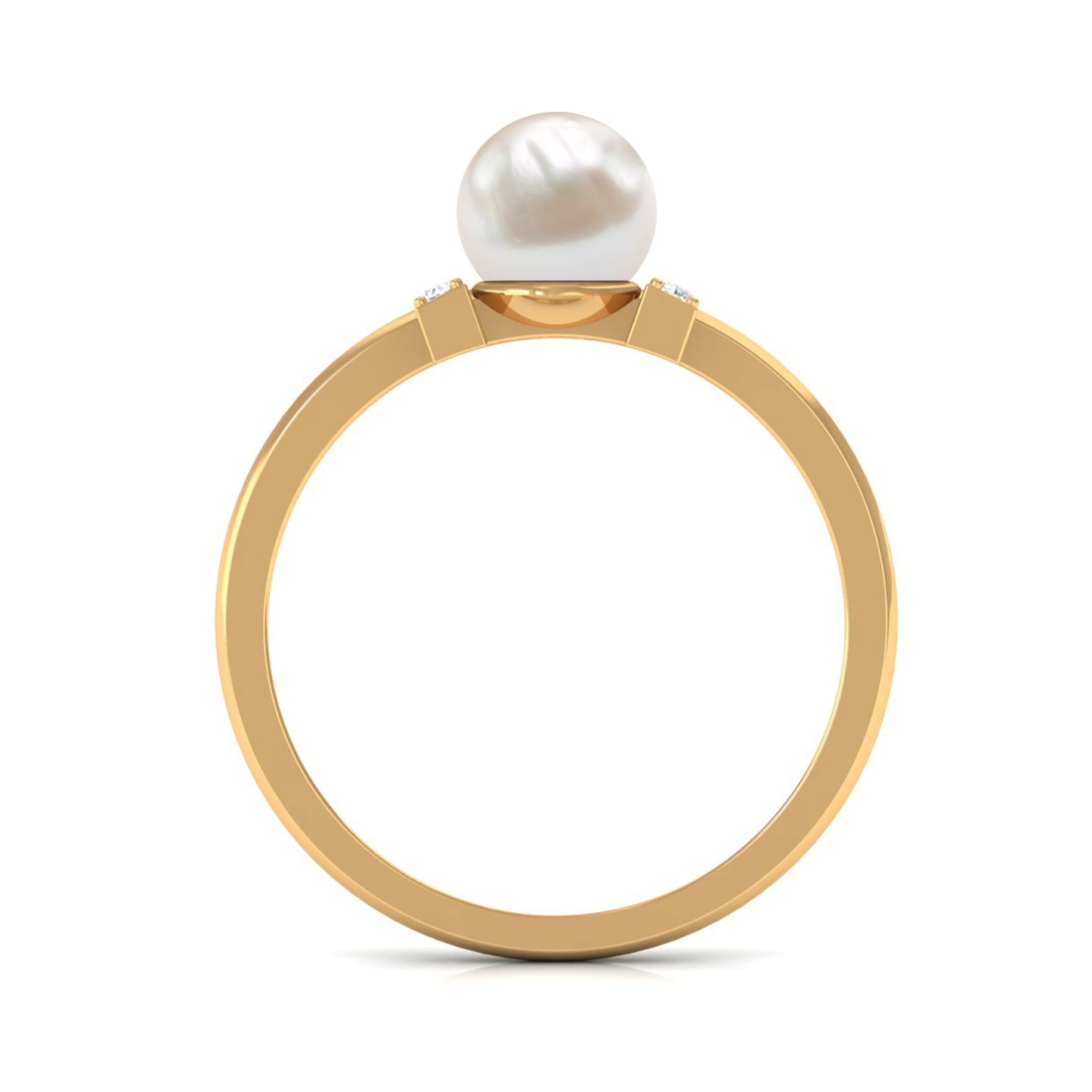 Cultured 2.2 Carat Freshwater Pearl Solitaire Engagement Ring with Diamond