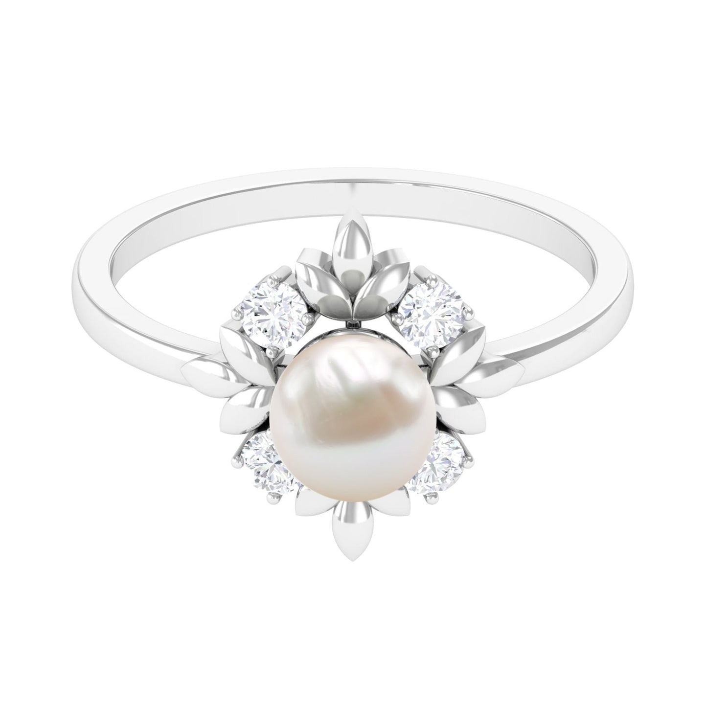 Nature Inspired 2.2 Carat Freshwater Pearl Engagement Ring with Diamond