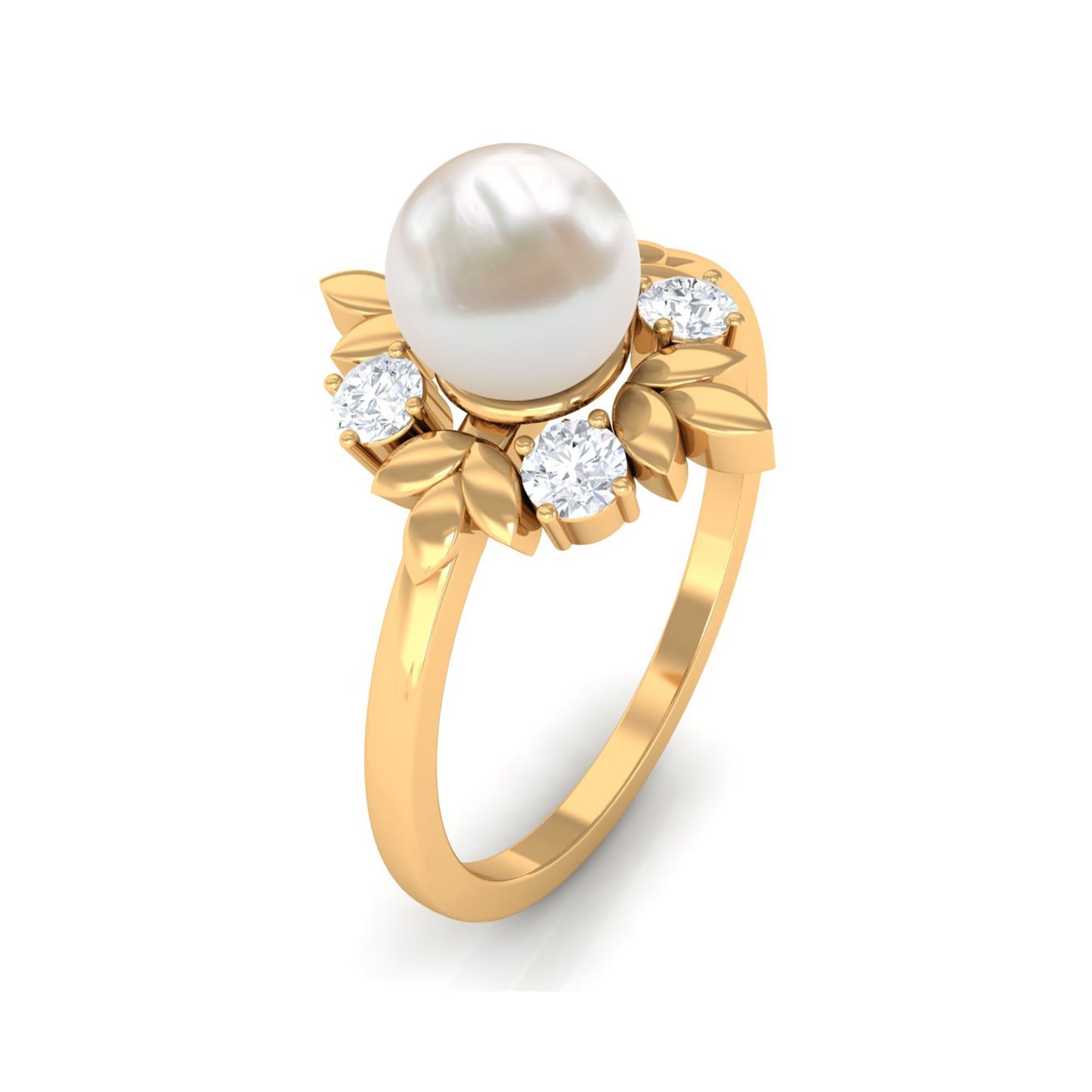 Nature Inspired 2.2 Carat Freshwater Pearl Engagement Ring with Diamond