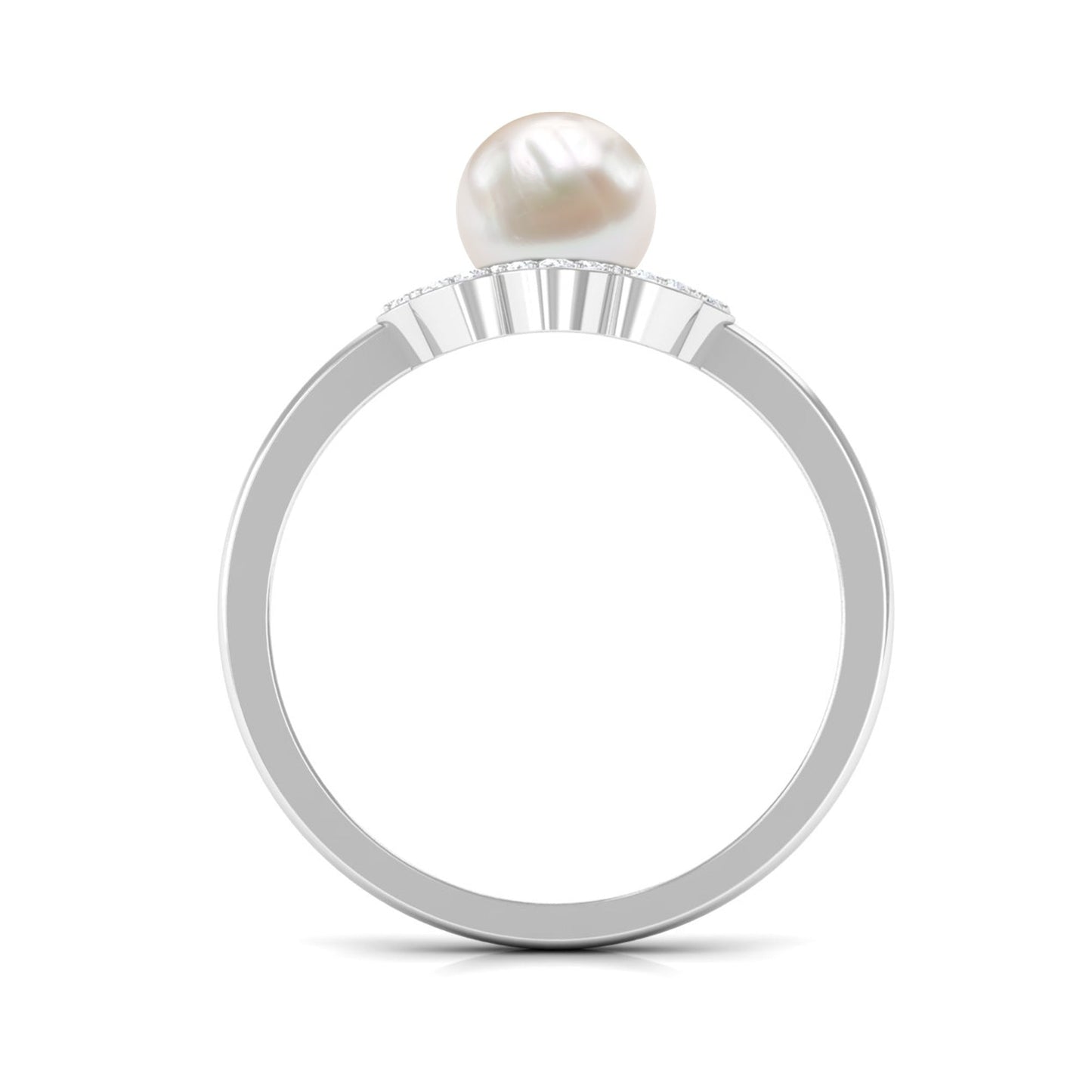 Cultured 2 Carat Freshwater Pearl Flower Engagement Ring with Diamond