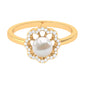 Cultured 2 Carat Freshwater Pearl Flower Engagement Ring with Diamond