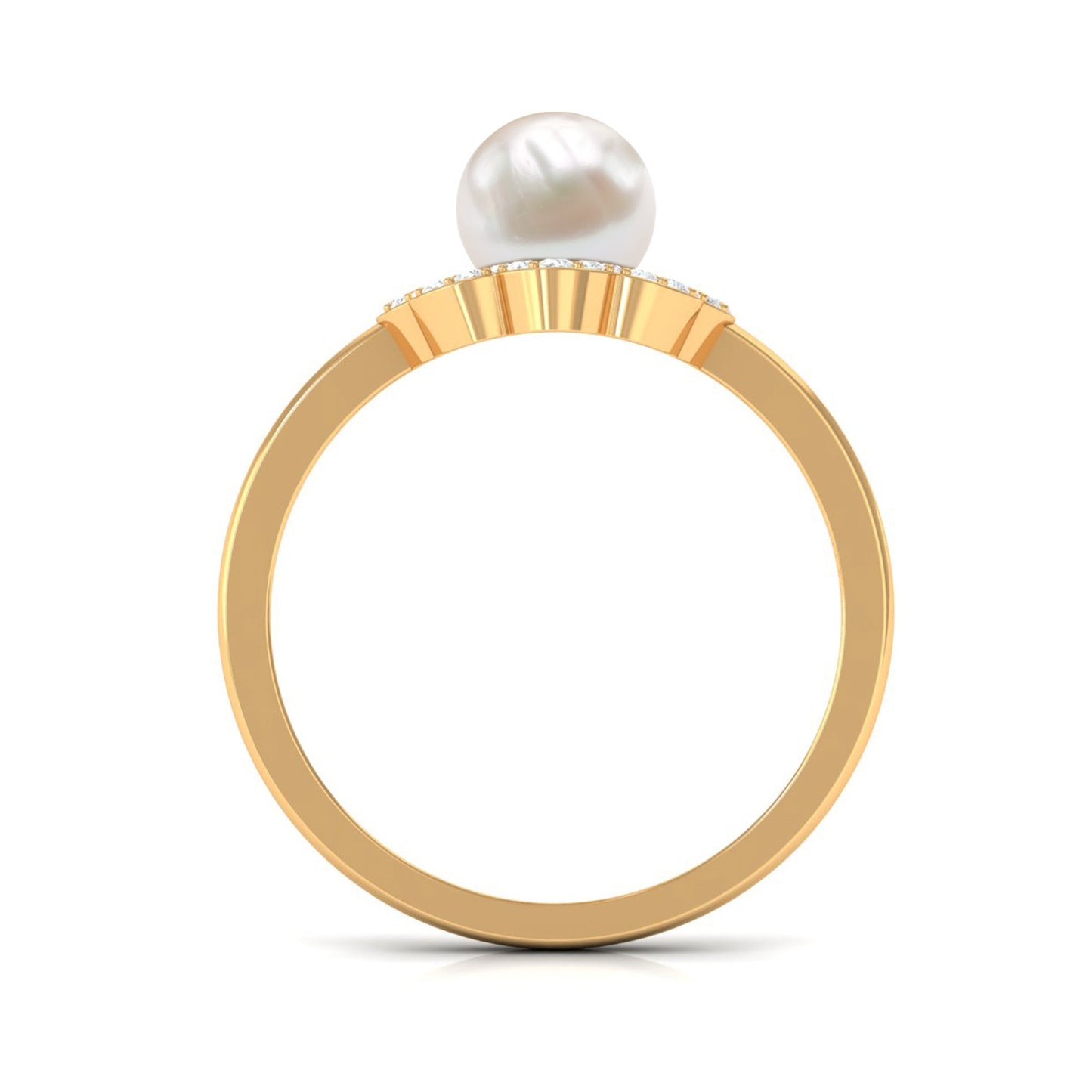 Cultured 2 Carat Freshwater Pearl Flower Engagement Ring with Diamond