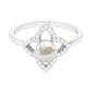Real 2 Carat Freshwater Pearl Flower Engagement Ring with Diamond