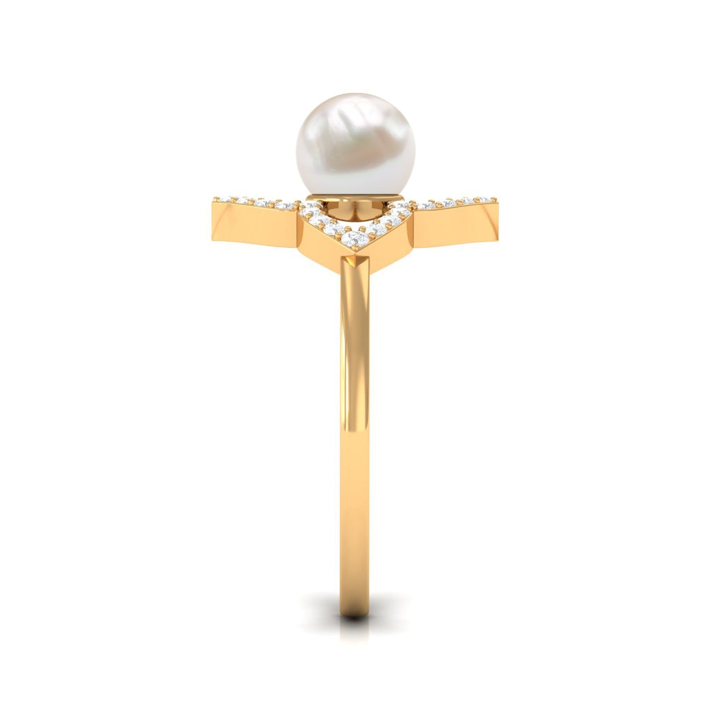 Real 2 Carat Freshwater Pearl Flower Engagement Ring with Diamond