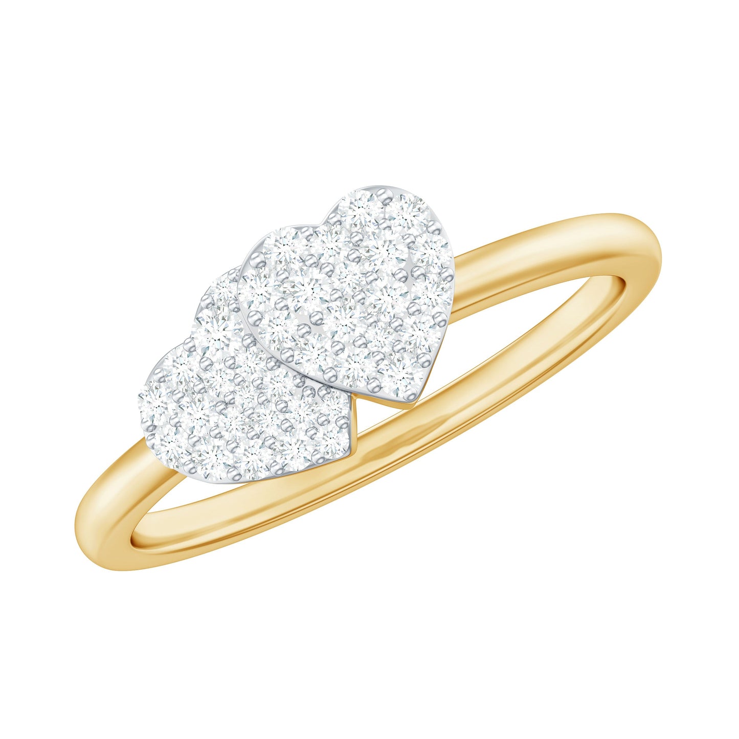 Natural Diamond Double Heart Ring for Promise