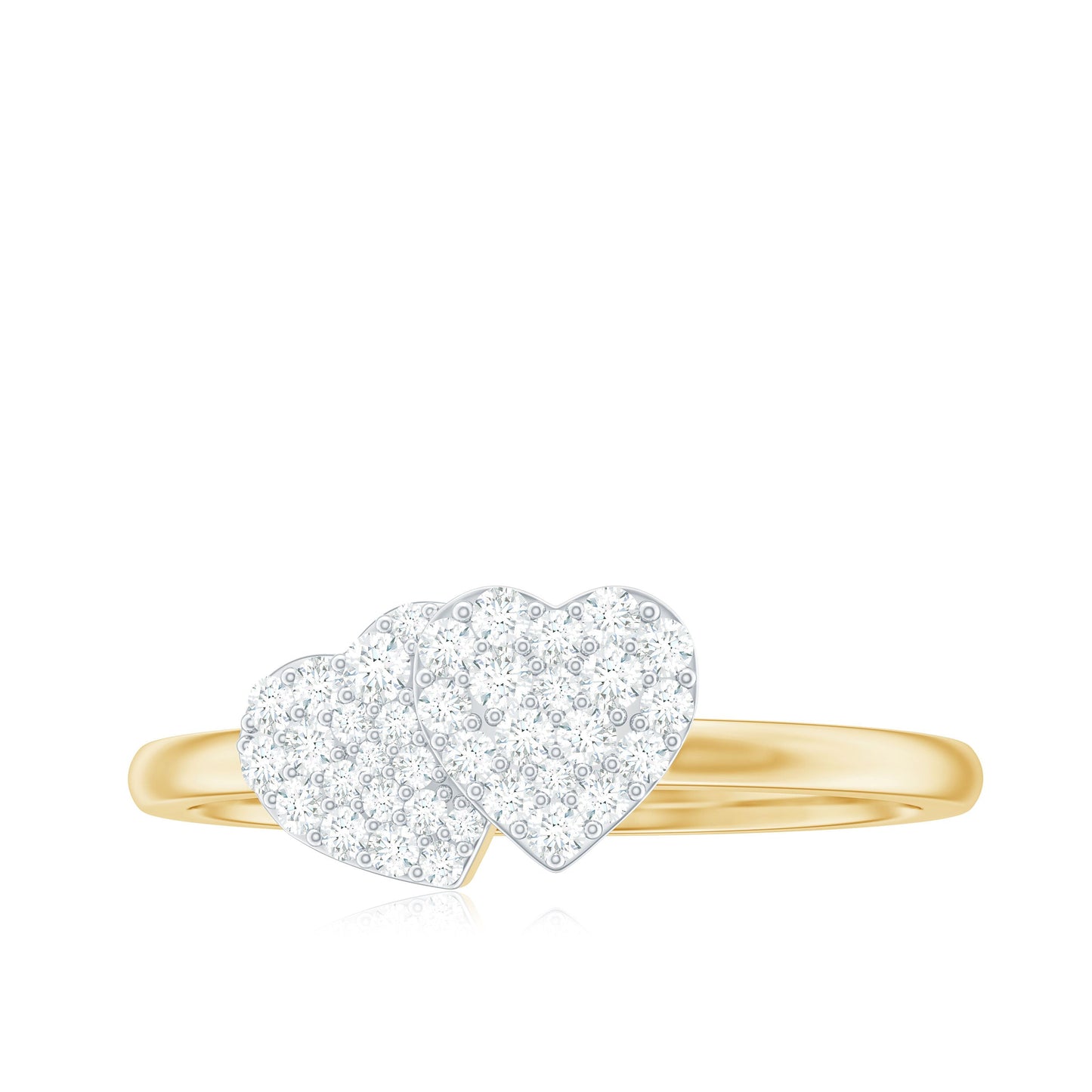 Natural Diamond Double Heart Ring for Promise