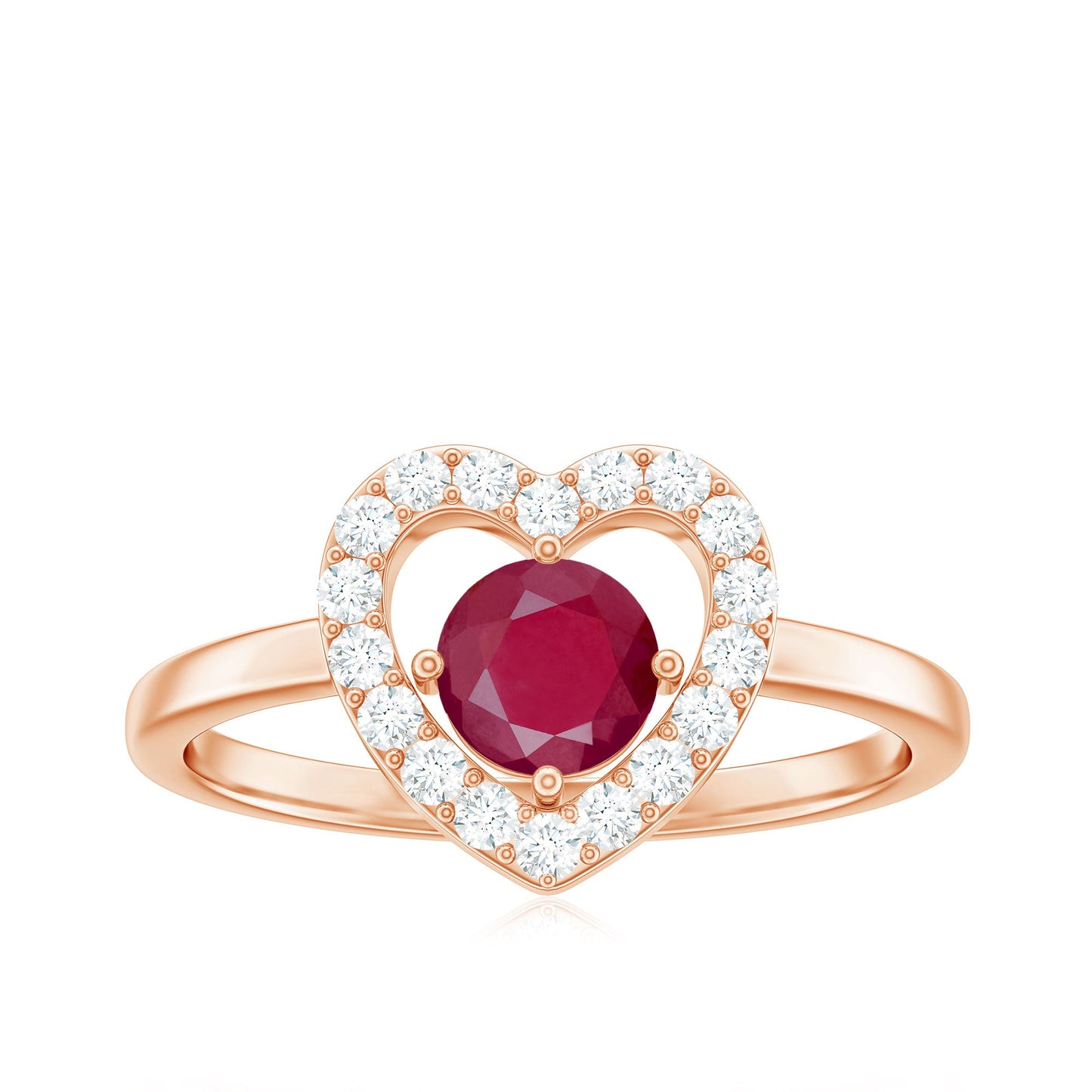 Natural 0.6 Carat Ruby Diamond Heart Engagement Ring for Women