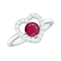 Natural 0.6 Carat Ruby Diamond Heart Engagement Ring for Women