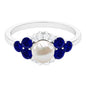 2.2 Carat Freshwater Pearl and Blue Sapphire Engagement Ring with Diamond