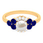 2.2 Carat Freshwater Pearl and Blue Sapphire Engagement Ring with Diamond