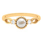 Natural 2 Carat Freshwater Pearl Engagement Ring with Diamond