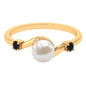 2.2 Carat Freshwater Pearl Bypass Engagement Ring with Black Diamond