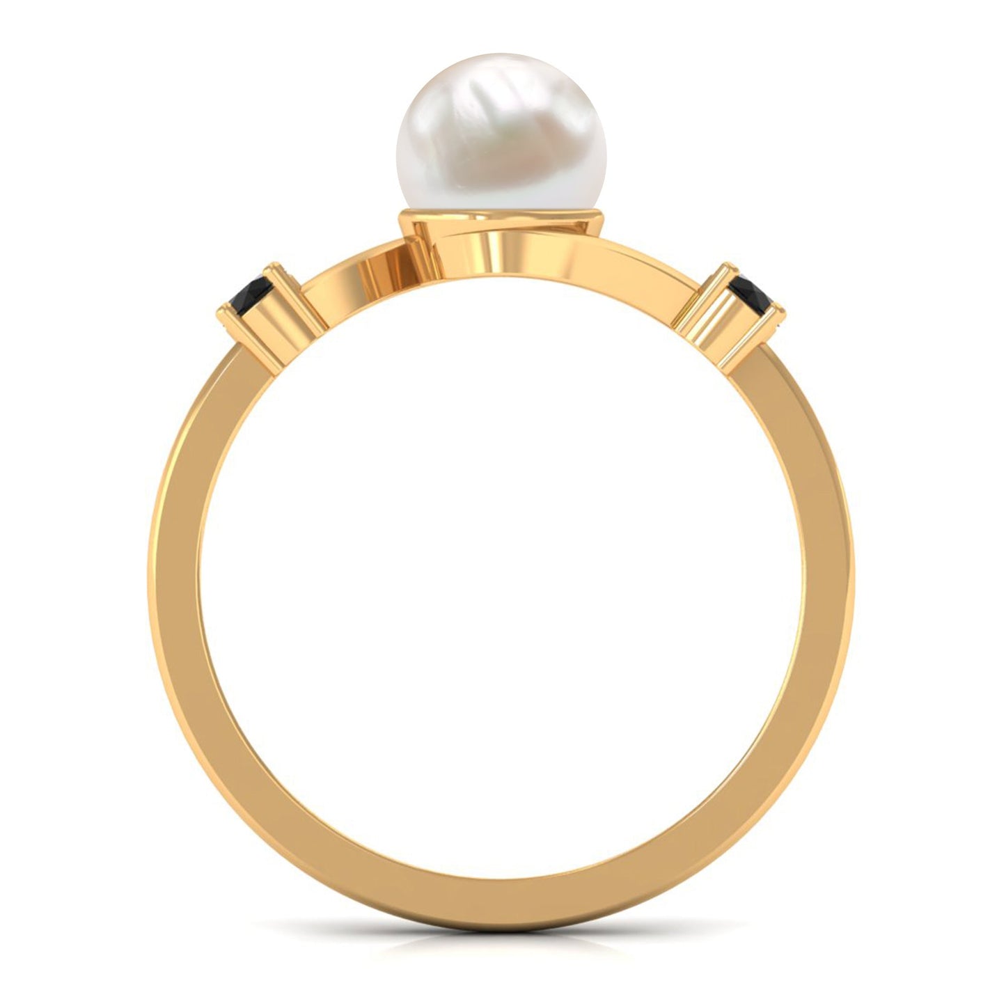 2.2 Carat Freshwater Pearl Bypass Engagement Ring with Black Diamond