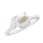 Cultured 3 Carat Freshwater Pearl Solitaire Engagement Ring with Diamond
