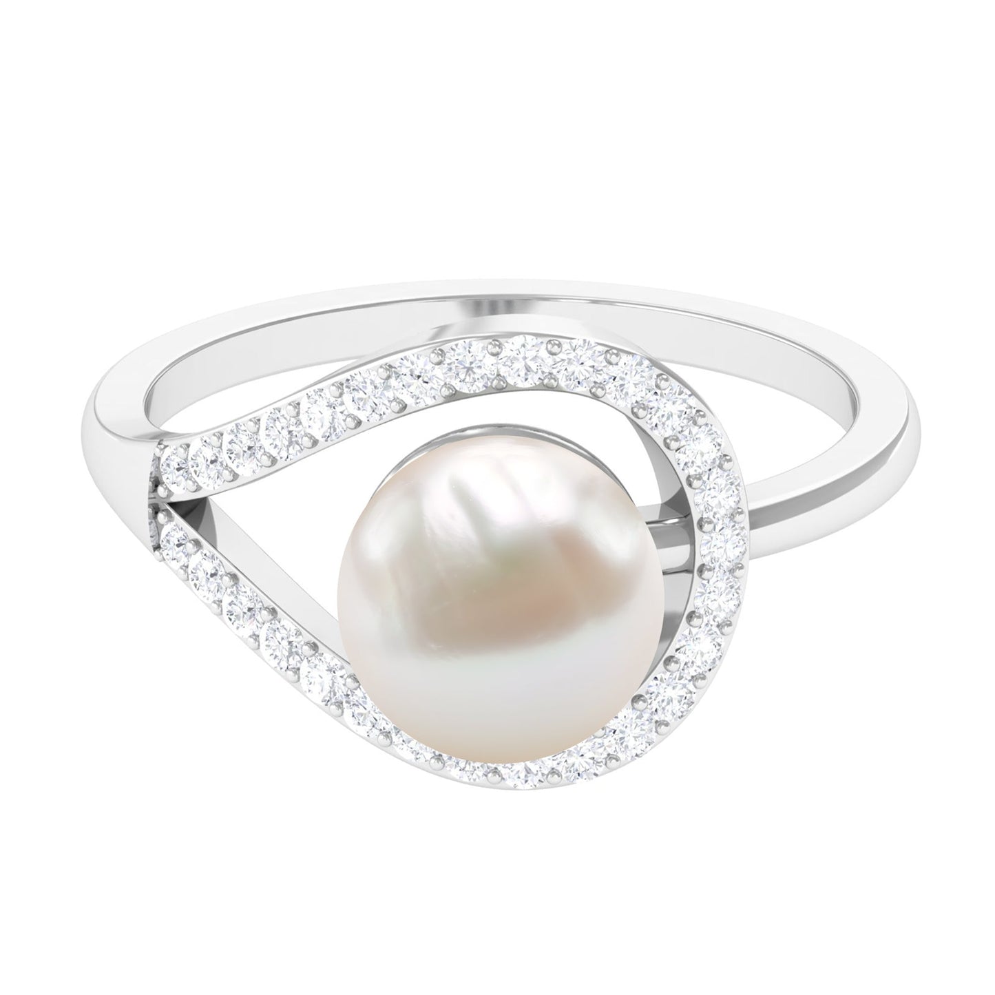 7.48 Carat Freshwater Pearl Engagement Ring with Diamond