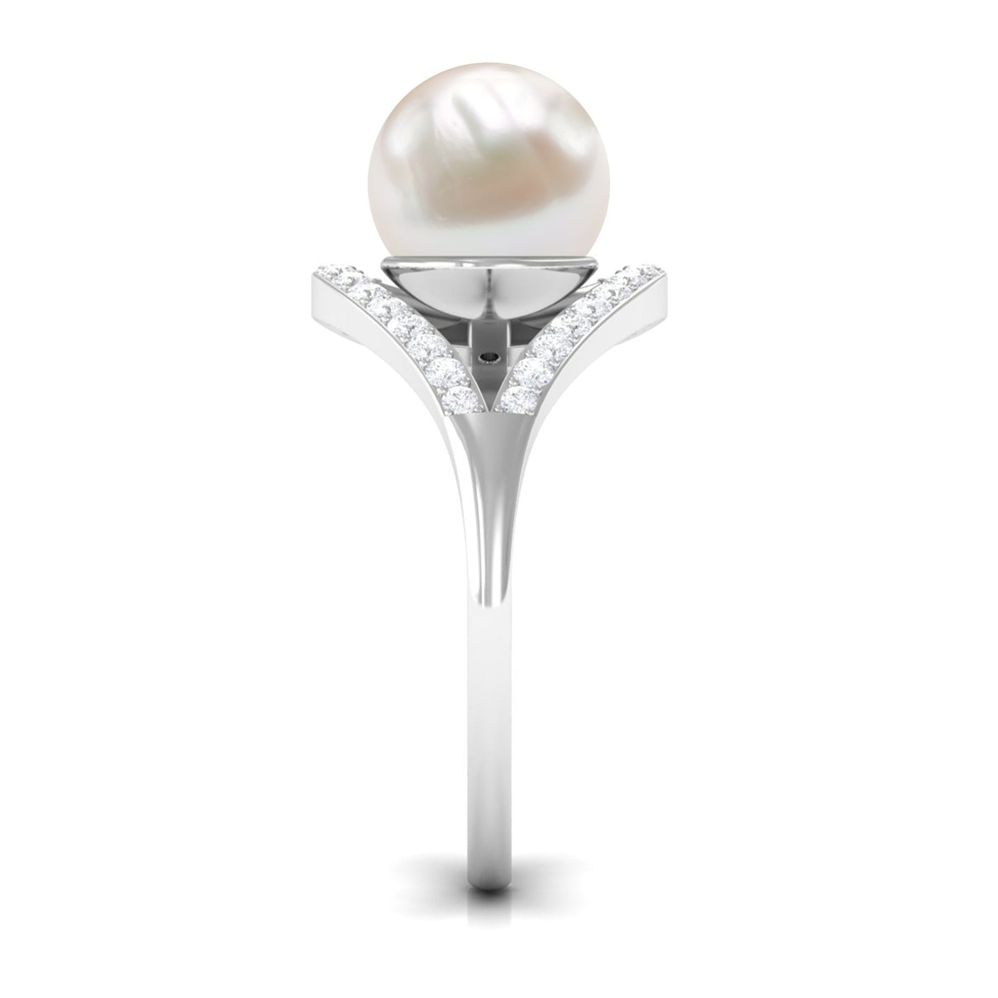 7.48 Carat Freshwater Pearl Engagement Ring with Diamond