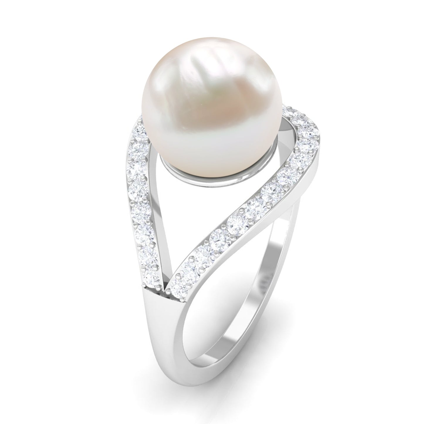 7.48 Carat Freshwater Pearl Engagement Ring with Diamond