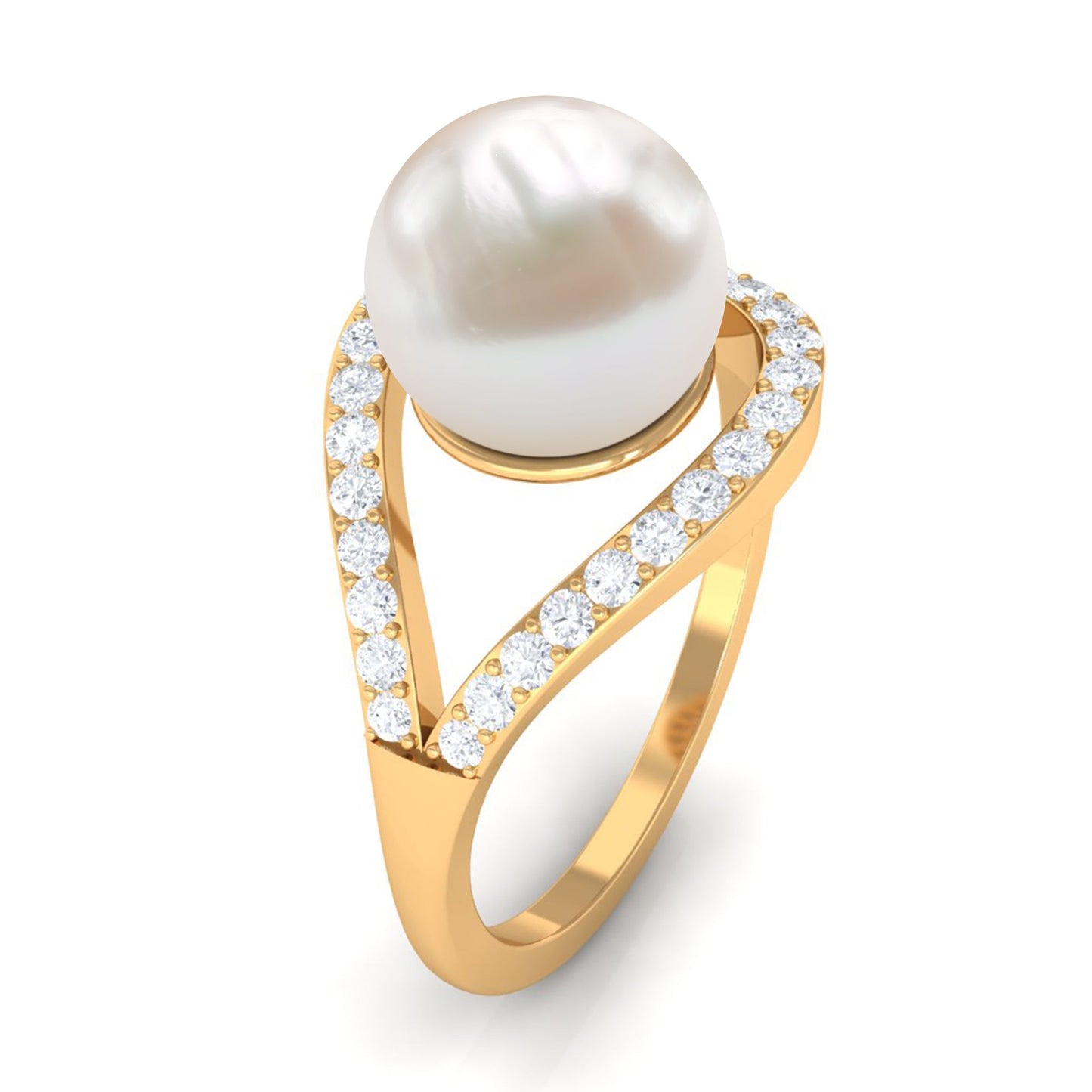 7.48 Carat Freshwater Pearl Engagement Ring with Diamond
