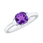 Natural 1.3 Carat Amethyst Asscher Cut Engagement Ring with Diamond