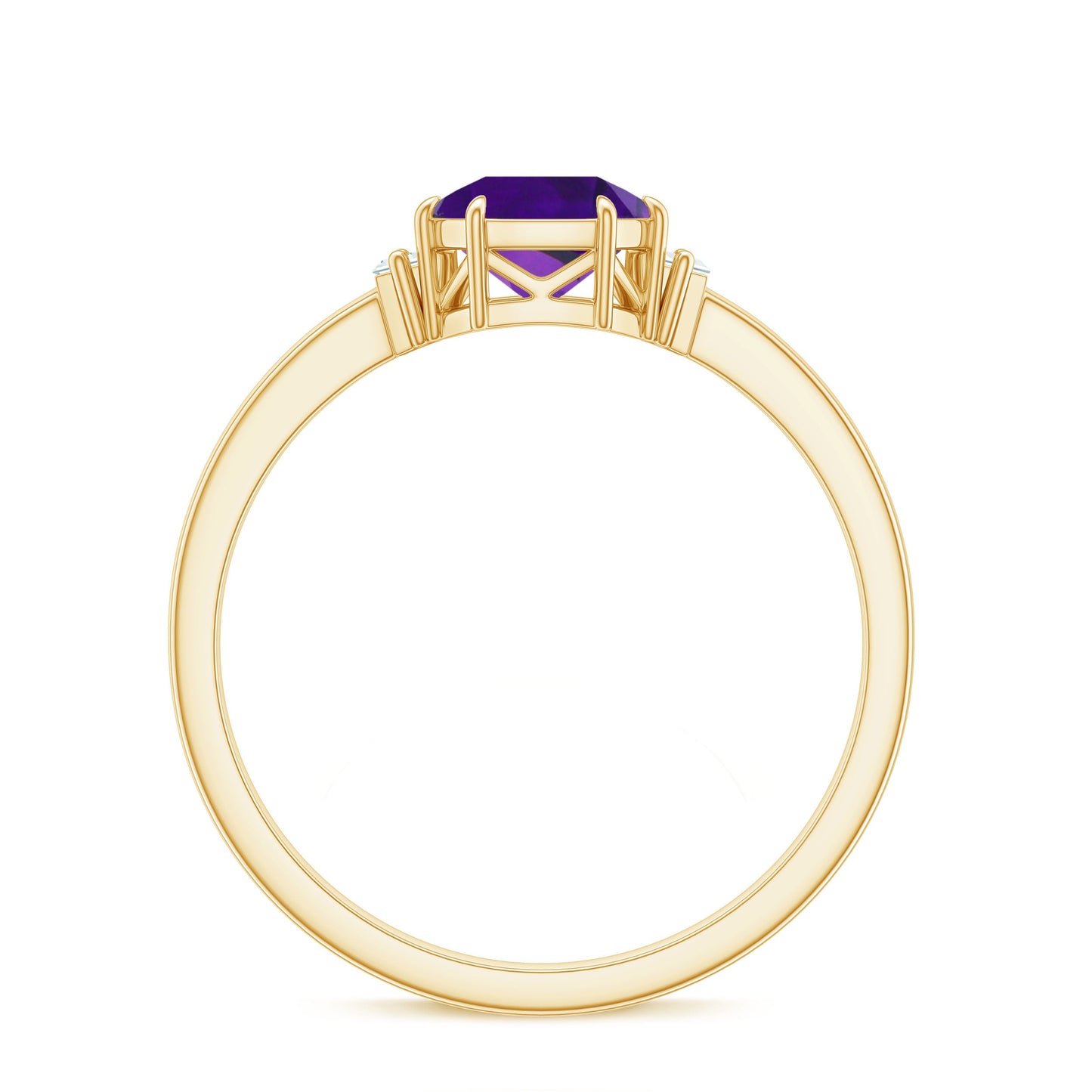 Natural 1.3 Carat Amethyst Asscher Cut Engagement Ring with Diamond