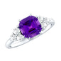 3 Carat Amethyst Asscher Cut Engagement Ring with Diamond Trio
