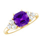 3 Carat Amethyst Asscher Cut Engagement Ring with Diamond Trio
