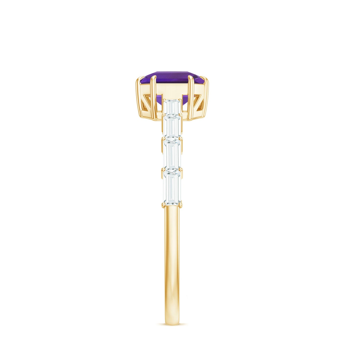 3 Carat Amethyst Asscher Cut Engagement Ring with Diamond