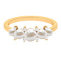 Natural Freshwater Pearl 5 Stone Anniversary Ring with Diamond