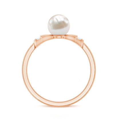 Natural 2 Carat Freshwater Pearl Diamond Engagement Ring with Bow